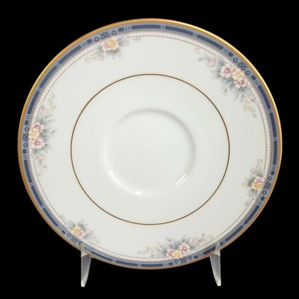 Noritake Ontario Saucers Set of 6 Blue Band Pink‎ Flowers 3763 Replacement
